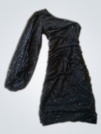 Black Sparkly One-Shoulder Dress