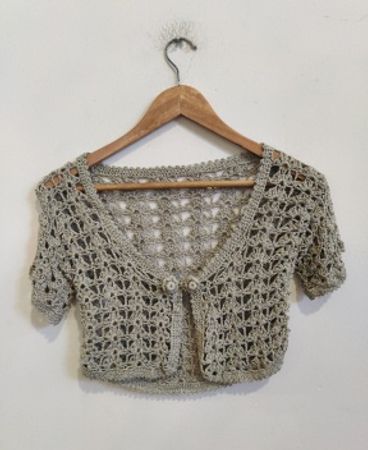 Crochet Gray Short Sleeve Top