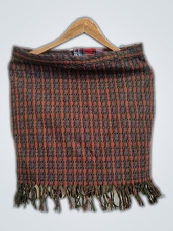 Brown Plaid Fringed Skirt