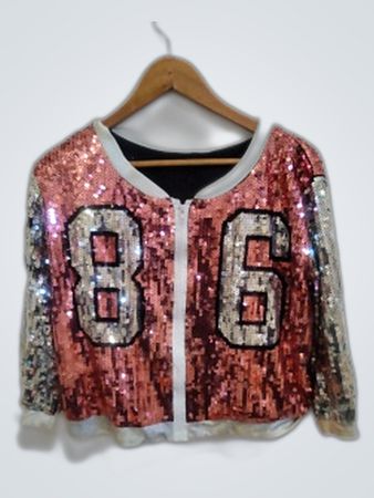 Pink and Silver Sequin Jacket with Number 86
