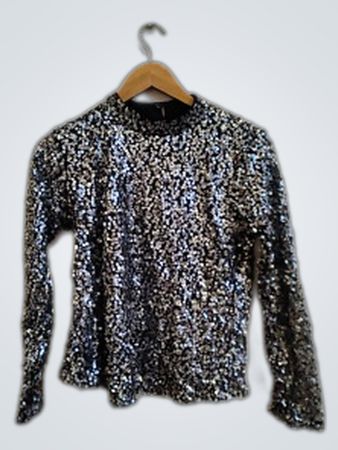 George Sequined Long-Sleeve Top