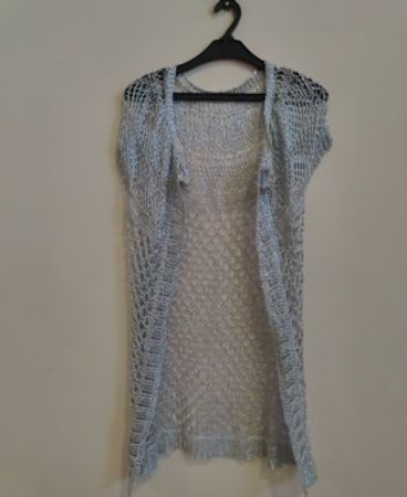 Light Blue Crochet Vest