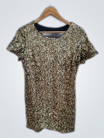 New Look Gold Sequin Short Sleeve Top