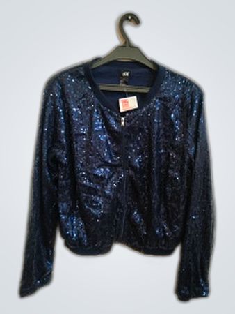H&M Navy Sequin Bomber Jacket