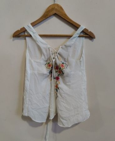 Stradivarius White Floral Top