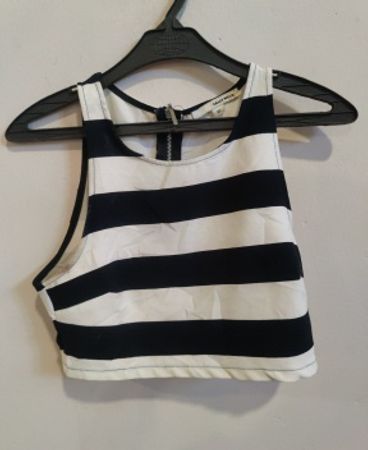 Tally Weijl Black and White Striped Crop Top