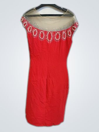 Red Embellished Sleeveless Mini Dress