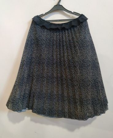 Victoryory Navy Polka Dot Pleated Midi Skirt