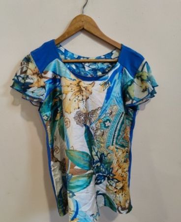 Floral Blue Short Sleeve Top