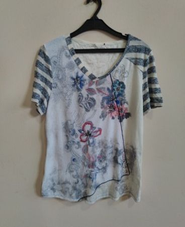 Floral Print V-Neck Short Sleeve Blouse