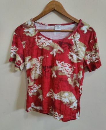 Lady M Red Floral Blouse