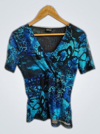 Michèle Boyard Blue Abstract Print Wrap Top