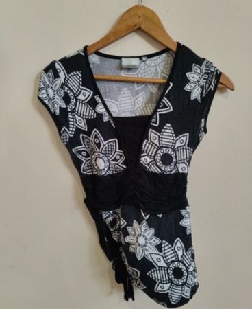 Body Zone Black and White Floral Top