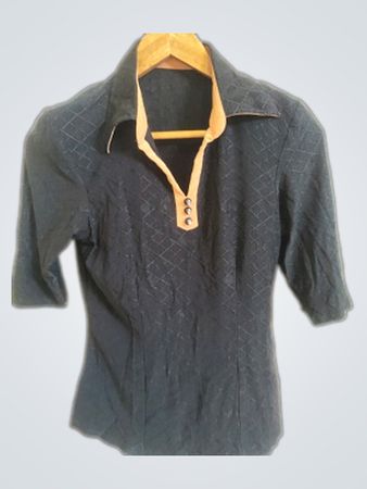 Black Quilted Shirt with Tan Accents