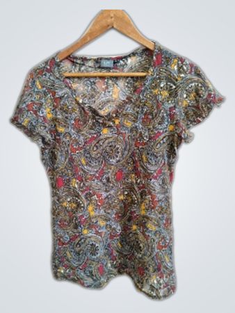 LIV Essentials Paisley V-Neck Blouse