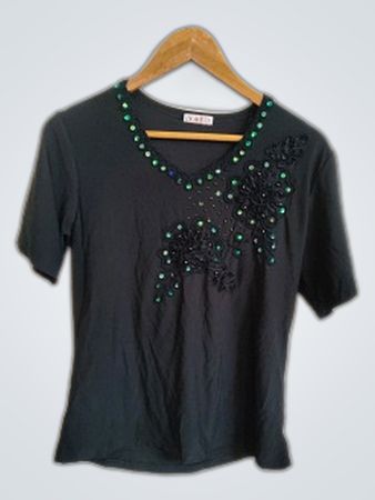 Black Embellished T-Shirt