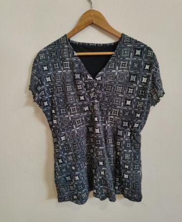 Blouse with Black and White Pattern