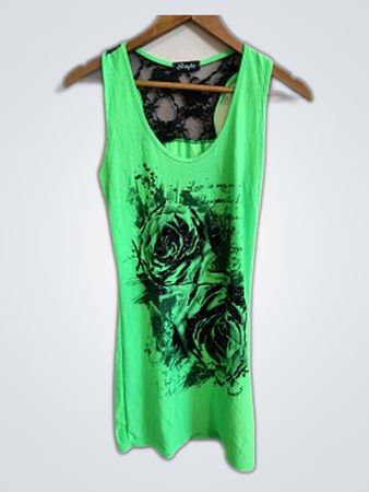 Green Lace Trim Tank Top