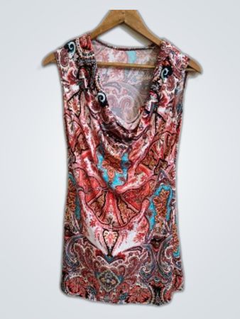 Multicolored Paisley Sleeveless Top