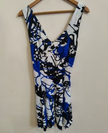 Blue and Black Abstract Pattern Dress
