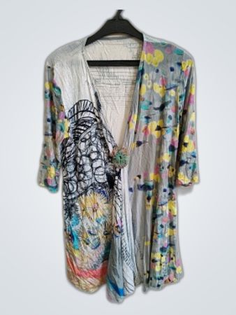 Unbranded Abstract Printed Open-Front Cardigan