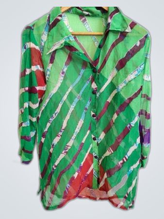 Multicolored Striped Sheer Blouse