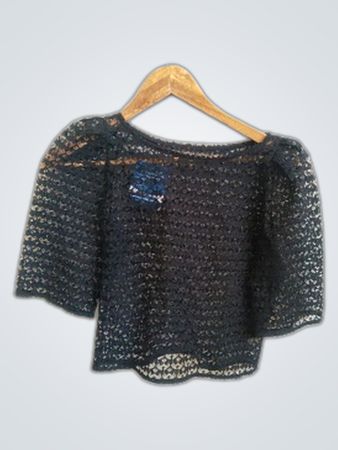 Unbranded Black Lace Puffed Sleeve Top