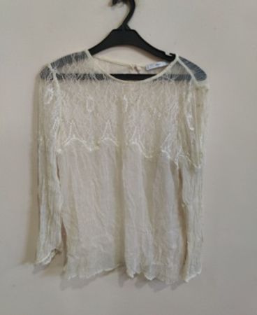 MNG White Lace Blouse