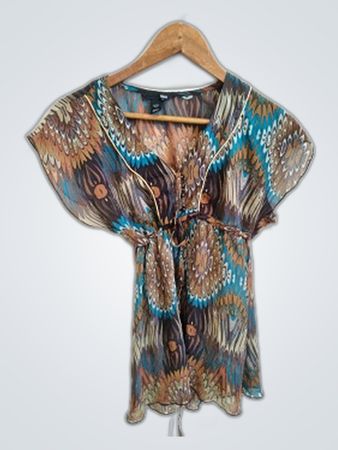 H&M Printed Batwing Sleeve Blouse