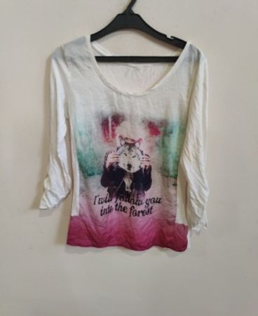 Unbranded Wolf Graphic Print Long Sleeve Top