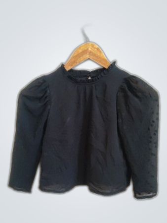 Kiabi Black Puffed Sleeve Blouse