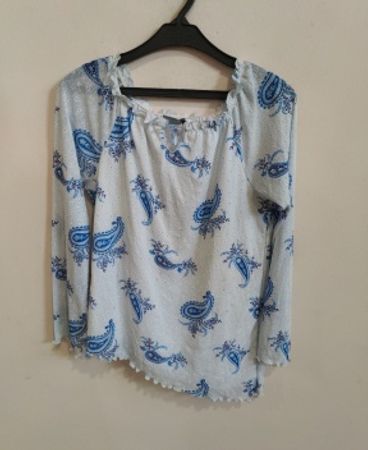 red herring white and blue paisley blouse