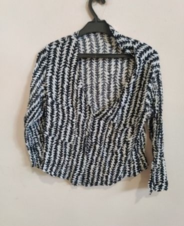 MANGO Black and White Patterned Blouse