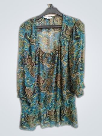 Papaya Paisley Print Kimono Cardigan