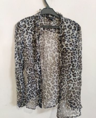 Zara Leopard Print Ruffle Blouse