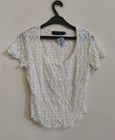 JFW White Lace Short-Sleeve Top
