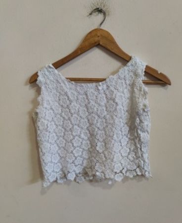 White Lace Sleeveless Crop Top