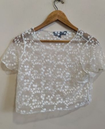 Topshop Petite White Floral Top