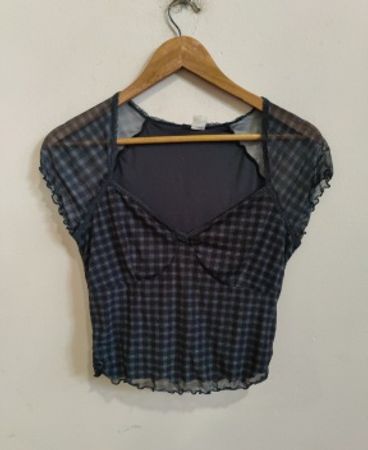 H&M Checkered Sheer Blouse