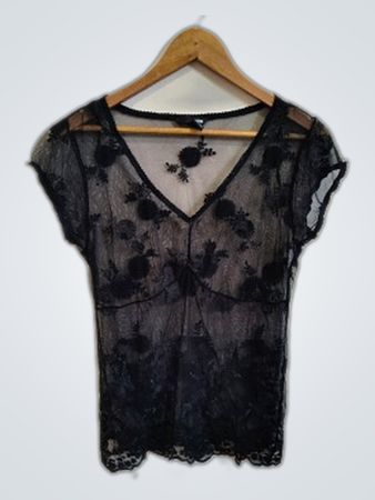 H&M Black Lace Mesh Blouse