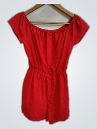 Red Off-The-Shoulder Romper
