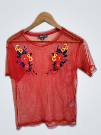 Primark Embroidered Mesh Top