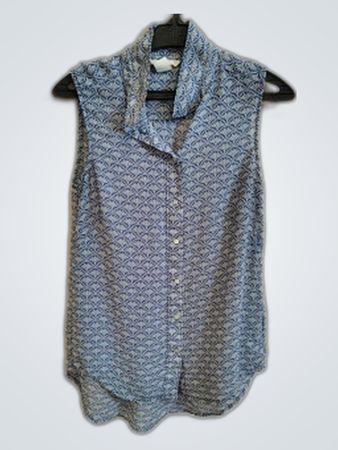 Blue and White Sleeveless Top