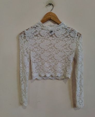 White Lace Cropped Top