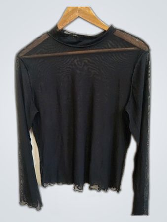 Black Sheer Long Sleeve Top