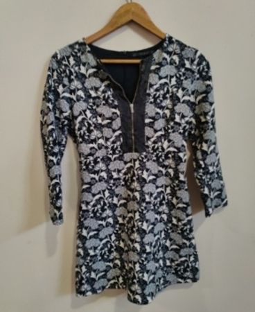 Zara Floral Zip-Up Blouse