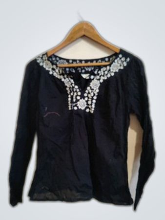 New Look Embroidered Black Blouse