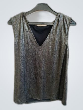 Shiny Gray Sleeveless Top