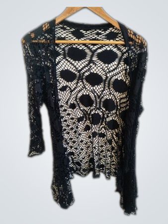 Black Crochet Lace Cardigan