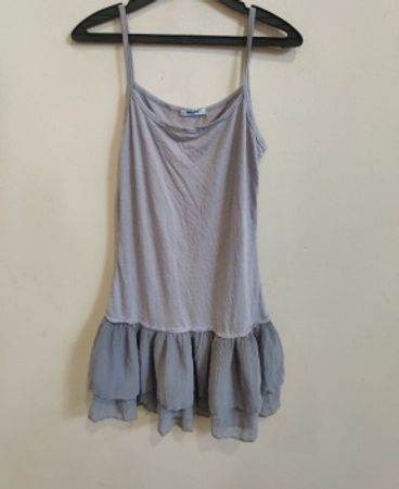 Gray Ruffled Tank Top